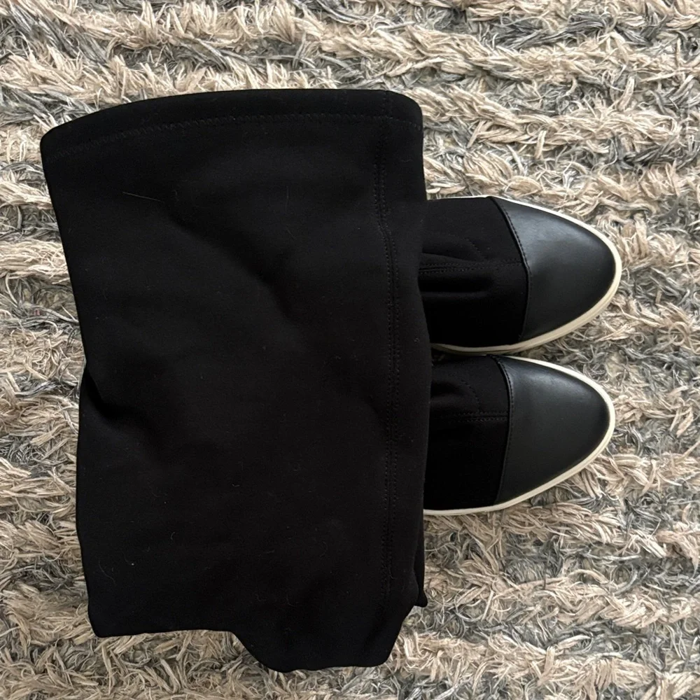 Black Over-the-Knee Hidden Wedge Sneaker Boots - Women, Size 6